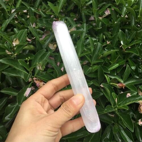 120mm Rock selenite crystal quartz wand crystal massager white gypsum Gemstones massage stick Crystal Reiki healing 1pcs