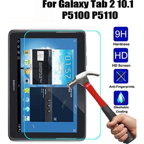 2PCS Tempered Glass 9H Protective Film LCD Explosion proof Screen Protector for Samsung Galaxy Tab 2 10.1 P5100 P5110 tablet