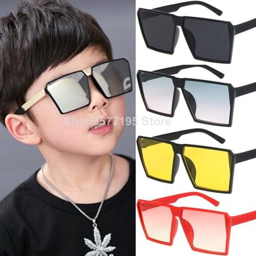 2020 Big Square Frame Boys Cool Sunglasses NEW Style Kids Boy Girl glasses Reflective lens UV400 Outdoor Sun Glasses