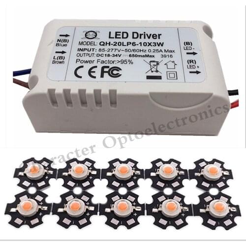 3W full spectrum 400nm~840nm led grow lights with 6-10x3W led driver for plant