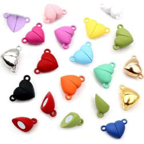 5 Sets Love Heart Shaped Magnetic Connected Clasps Beads Charms End Caps for DIY Couple Bracelet Necklace Making Jewelry
