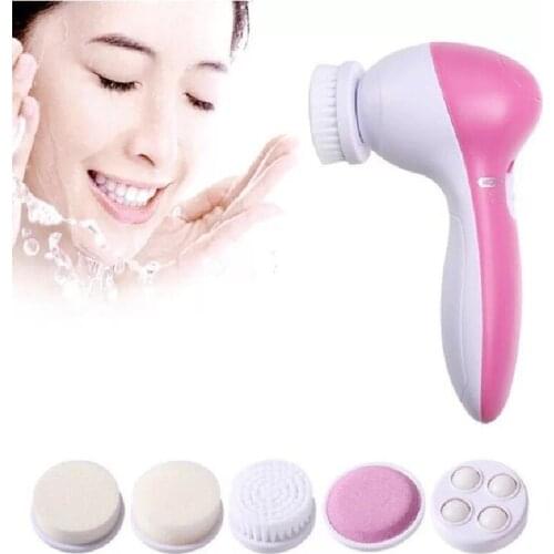 5in1 Face Cleansing Electric Brush Latex Sonic Facial Cleaner Deep Pore Cleaning For Acne Face Massager Facial Tool Set Brush