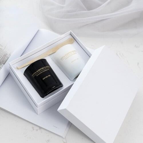 2pcs/lot Scented Candle Gift Set Glass Candle Cup 7*8cm Aroma Soy Wax Scent Bluebell Orange Package Size 8*14*20cm for Home Deco