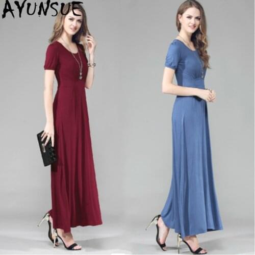 AYUNSUE 2020 New Summer Long Dress Women Elegant Party Maxi Dresses for Women Modal Plus Size Dress Casual Sexy Vestidos KJ4676