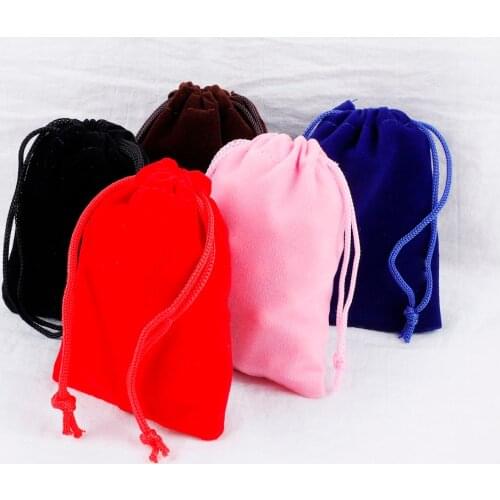 10Pcs/lot 5*7cm 7*9cm 9*12cm 10*15cm Velvet bag Jewelry Packing Velvet Drawstring Pouches Wedding party Gift Bags mix colors
