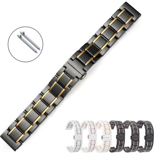 Quick Fit 20mm 22mm Stainless Steel Color Ceramics Straps For Samsung Galaxy Watch3 S3 for Amazfit GTS 2e Watchband High Quality
