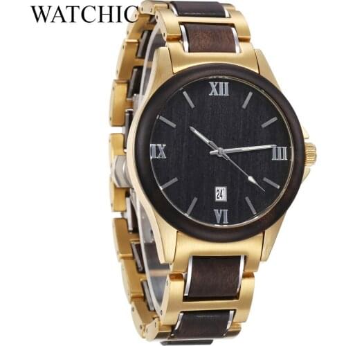 Minimal Style Miyota Men Wood Watch Relogio Masculino sandalWood black Stainless Steel Waterproof Black Gold Wooden Wristwatch
