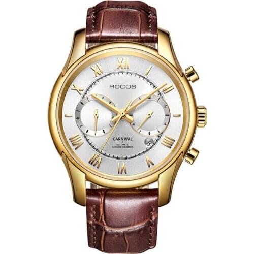 Luxury watch men,mens automatic watches Rocos man dress ultrathin self wind mechanical wristwatch waterproof wrist reloj hombre