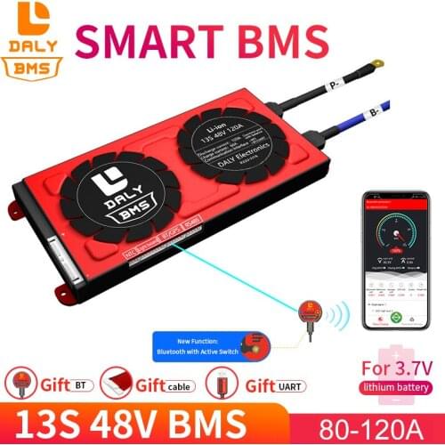 Daly 18650 smart BMS 13S 48V 80A 100A 120A Bluetooth 485 to USB device NTC UART software togther Lion LiFepo4 Battery BMS