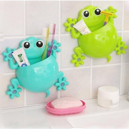New Cute Cartoon Kids Toothbrush Toothpaste Holder Wall Mounted Suction Cup Toothbrush Toothpaste Holder Bathroom Decor