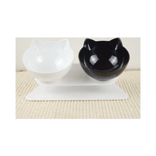 Double Cat Bowl For Cats Water Bowl Transparent Non-Slip Cat Food Bowl For Dogs Bowls Eating Pet Feeder With Stand Dropshipping