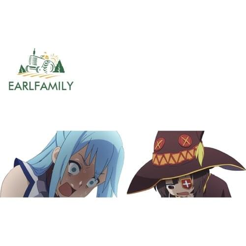 EARLFAMILY 13cm x 4.9cm for Konosuba Aqua Vinyl Car Stickers Occlusion Scratch Waterproof Decal Custom Printing JDM Decoration
