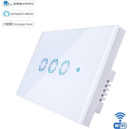 Ewelink APP US Type Smart Wifi Wall Light Switch 1 2 3 Gang Touch/WiFi/ APP Remote Smart Home Wall Switch Panel Work with Alexa
