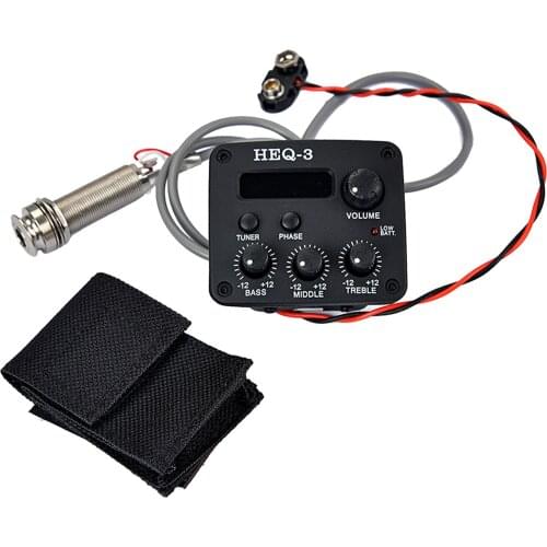 Guitar Piezo Pickup Preamp 3-Band EQ Equalizer Tuner System with LCD Display and Easy to Read