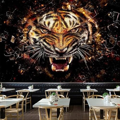 Tiger tapestry black wall hanging blanket polyester fabric large wall cloth trippy room decor