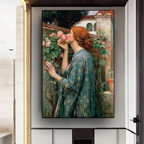 John William Waterhouse artwork on canvas Prints art poster My Sweet Rose Oil painting portrait For home decor No Frame