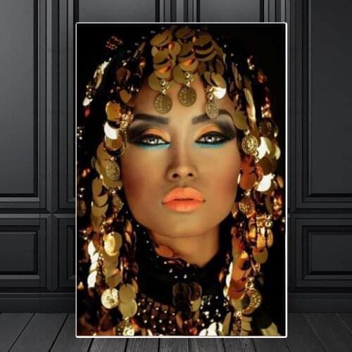 Bling Gold Makeup Woman Paintings on Canvas Wall Art Posters and Prints Wall Pictures for Living Room Home Wall Cuadros Decor