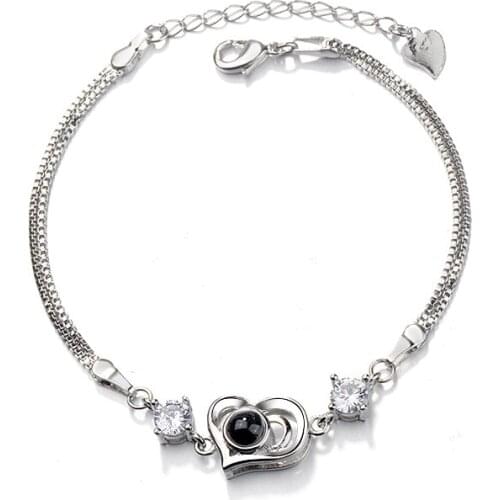 VAB1 Classic Heart sell product black stone bracelet new jewelry women and girl jewelry for brithday gift free ship