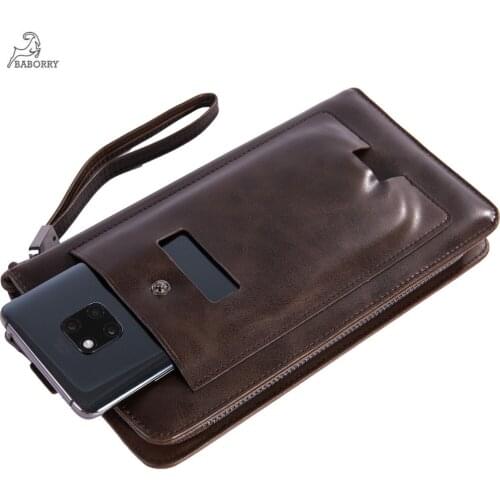 Fashion Men Long Wallets Top Quality PU Purse Card Holders Mony Bag Male Zipper Clutch Large Capacity Phone Bag