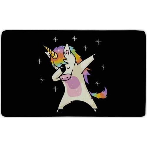Indoor Super Absorbs Mud Hip Hop Dabbing Unicorn Doormat For Front Door Inside Floor Dirt Mats Non-Slip Entrance Rug 23.6"x 15