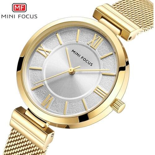 MINI FOCUS New Watch Women Creative Stainless Steel Lady Waterproof Watches Female Fashion Woman Clock Gift Box Packing