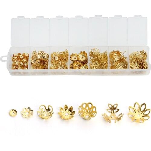 430Pcs/box Jewelry Findings Kit Box Settings Hollow Flower Caps Beads Caps Set DIY Tool Fashion Jewelry Making Craft