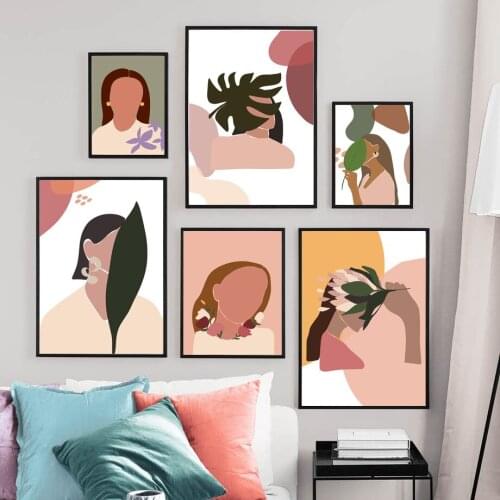 Wall Art Canvas Painting Terracotta Abstract Girl Illustration Nordic Posters And Prints Art Wall Pictures For Living Room Decor