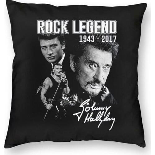 Johnny Hallyday Cushion Cover Sofa Home Decorative France Rock Singer Square Throw Pillow Cover 40x40cm Coussin Chaise