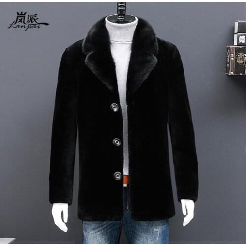 Crazy promotion utumn faux mink fur leather jacket mens winter thicken warm fur leather coat men loose jackets fashion B172