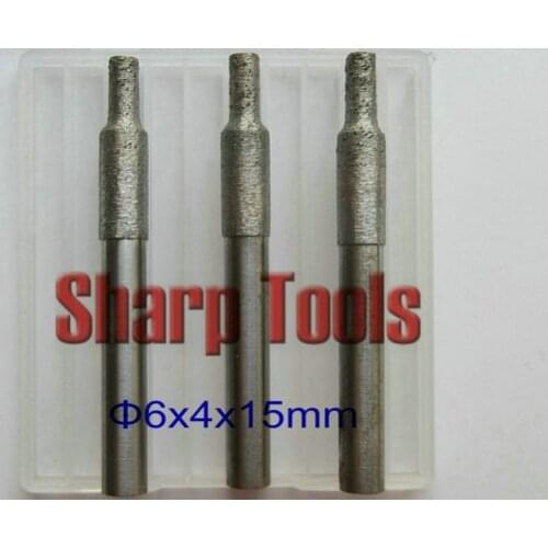 Wearable 5pc 6x4x15mm Flat-Bottomed Sintered Stone Carving Bits, Engraving Cutters, Granite Router Tools for Lettering, Grinding