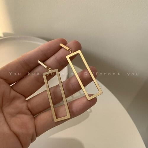 2021 New Concise Style Square Matt Earrings for Woman Simple Elegant Eardrop Golden Tassel Earring Jewelry Wholesale