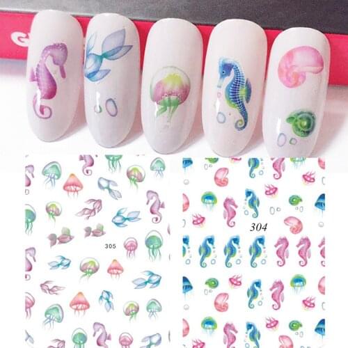 New arrived Fashion Water Decals Nail Art Stickers colorful Seahorse fish flower Nails Sticker Decorations Manicure Z0138