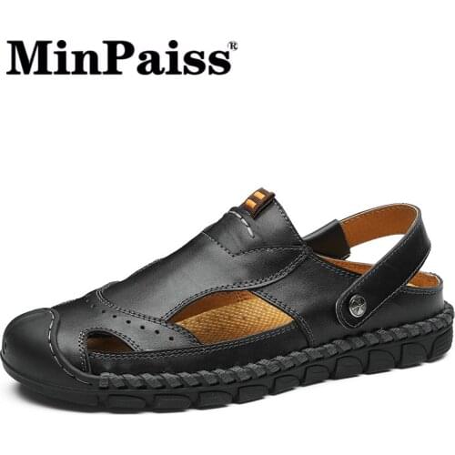 Мужские кожаные сандали PADEGAO China At AliExpress