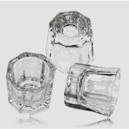 Clear Nail Art Acrylic Glass Cup Liquid Powder Dappen Dish Acrylic Nail Crystal Glassware Tools For Acrylic Nail Art White Color