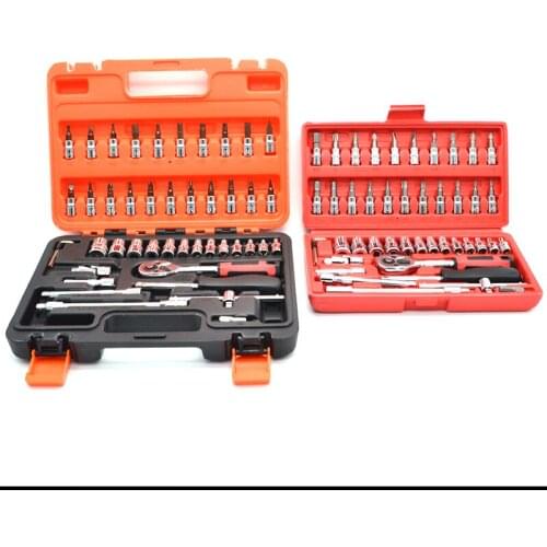 Real Rushed Ferramentas 46pcs 1/4-Inch Sleeve Socket Set Car Repair Tool Ratchet Combination Bit A Of Keys Chrome Vanadium