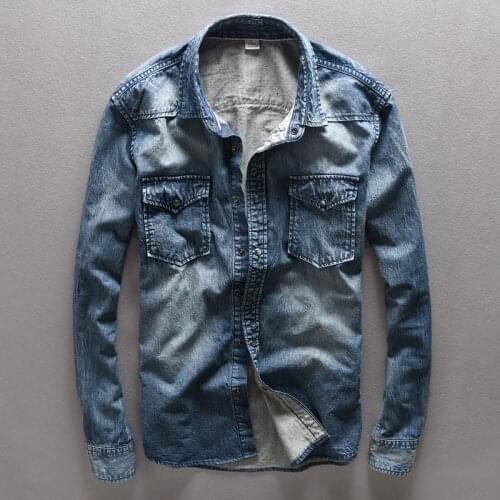 2017 New Fashion Cotton Shirt Men Jeans Blue Casual Men Shirts Designer Brand Clothing Denim Shirt Mens Camisa masculina Chemise