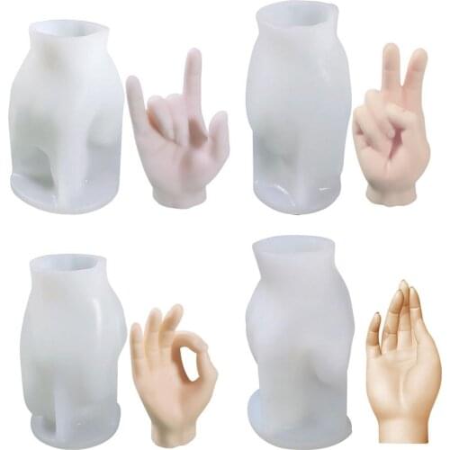 Hand Gesture DIY Candle Mold Chocolate Mousse Cake Silicone Molds Aromatherapy Candle Plaster Mould