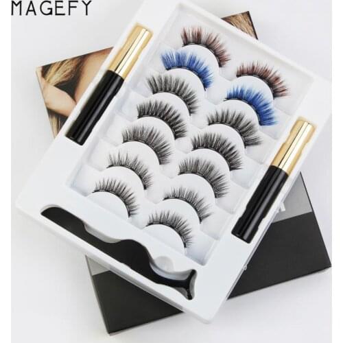 Seven Pairs Of 3D Magnetic Eyeliner Liquid False Eyelashes Set Mixed Set Thick False Eyelashes Magnet Eyelashes TSLM1