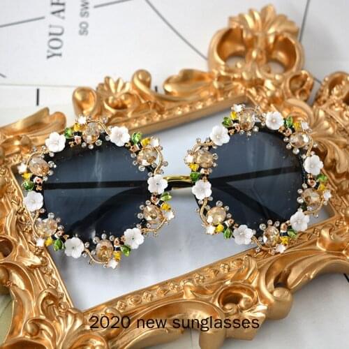 Oversized Round Sunglasses Women Diamond Sunglasses Rhinestone Glitter Sunglasses Men 2020 Luxury Brand Eyewear UV400 NX