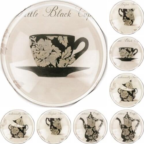 Handmade 6 Size Glass Teapot Cup With Flower Flatback Cameo Cabochon Domed DIY Jewelry Charm Photo Pendant Setting