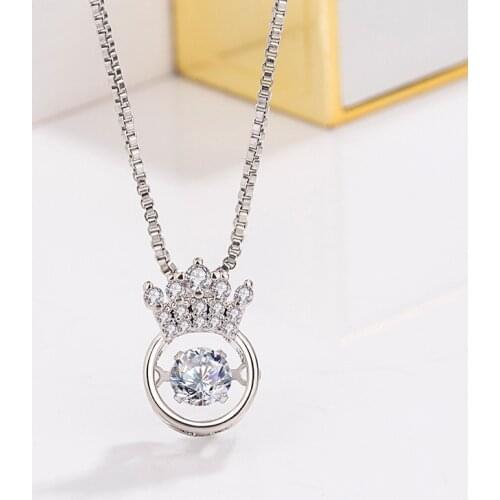 Unique Cubic Zircon Crown Pendant Necklace For Women Rose Gold Box Chain Chocker Wedding Necklace Korean Fashion Jewelry BFF