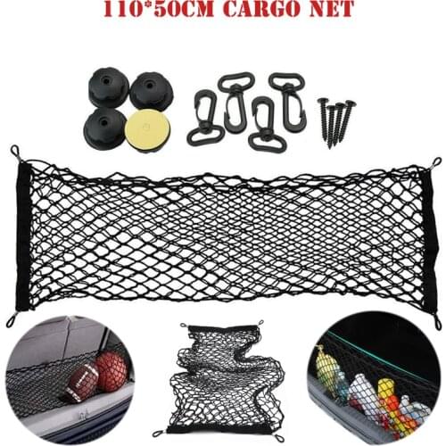 110*50 cm Universal Interior Car Trunk Cargo Net Large Black Elastic Nylon Storage Mesh Luggage Net Holder Auto Accessory