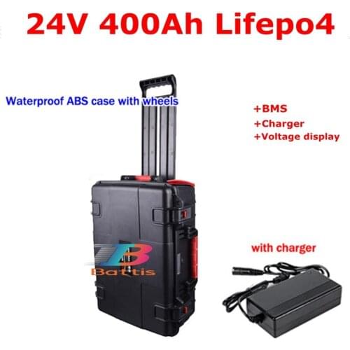 Waterproof 24V 400AH 500AH Lithium battery BMS 150A lifepo4 battery for 6000W RV EV scooter solar golf cart UPS+20A Charger