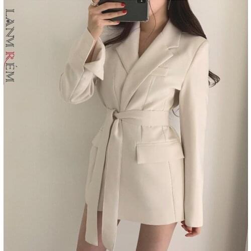 LANMREM Women All Match Blazer New Notched Long Sleeve Loose Fit Jacket Fashion Tide autumn winter 2021 2F0098