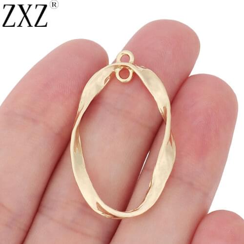 ZXZ 10pcs Zinc Alloy Gold Geometric Distorted Oval Hollow Open Charms Linker Connectors For DIY Earrings Jewelry Accessories