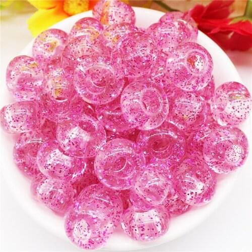 10Pcs Glitter Powder Resin Muranos Big Hole European Spacer Beads Slider Charms for DIY Crafts Necklace Bracelet Jewelry Making