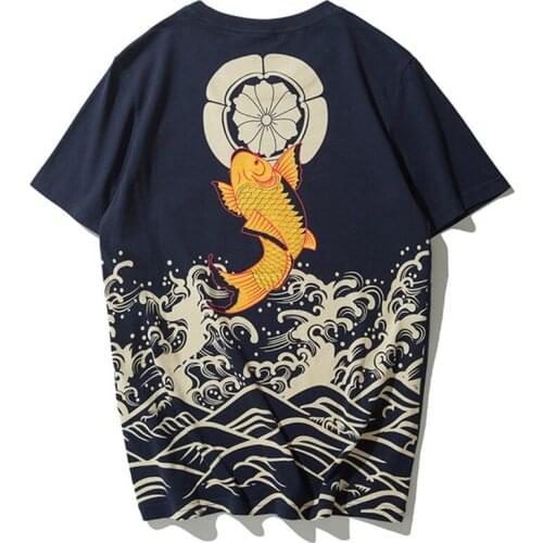 2021 T-shirt Men Hip Hop Carp Waves Printing Tshirts Streetwear Mens Harajuku Casual Cotton Tops Tees Shirts