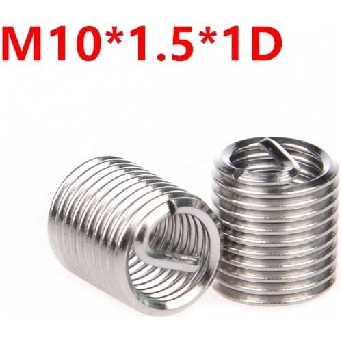 50pcs M10*1.5*1D Wire Thread Insert, m10x1D Wire screw sleeve, M10 Screw Bushing Helicoil Wire Thread Repair Inserts SUS304