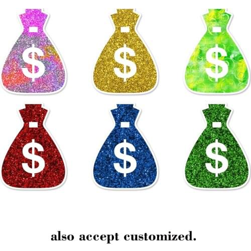 6pcs/set Colourful Money Bags Moneybag Wall Sticker Laptop Luggage Vinyl Decal