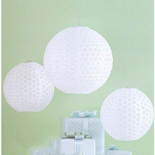 8" to 16"(40cm) White Hollow Chinese Paper Lantern Ball Luminaria Lanterns For Wedding Party Decoration DIY Supplies 100 Pcs